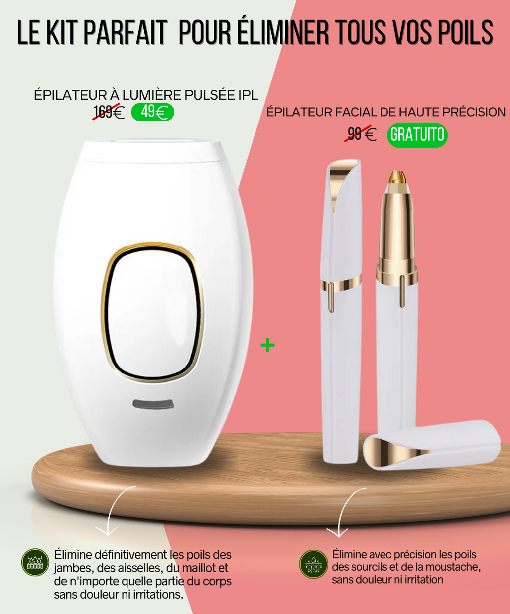 épilateur à lumière pulsée ipl + épilateur haute précision gratuit