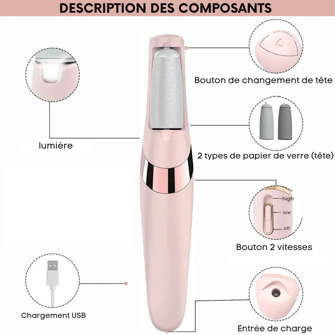 LIME ÉLECTRIQUE 3 EN 1 ÉLIMINE CORS ET CREVASSES.