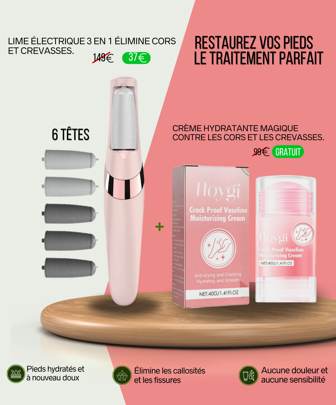 LIME ÉLECTRIQUE 3 EN 1 ÉLIMINE CORS ET CREVASSES.